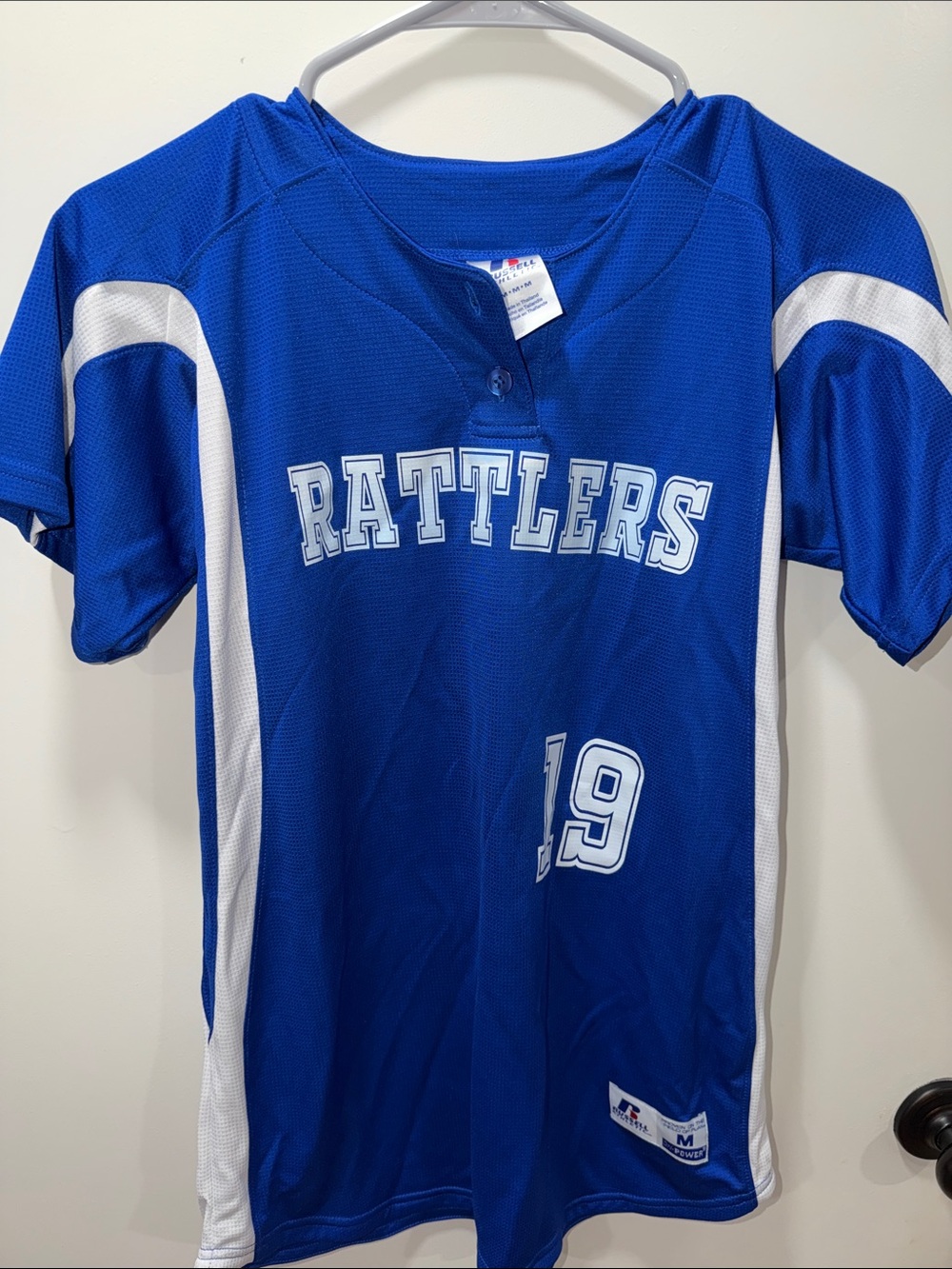 Russell Athletic Royal Blue & White Rattlers Jersey with Number 19